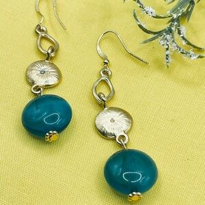Elegant Gold and Teal Earrings